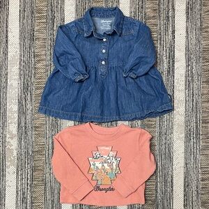 Wrangler Coral Graphic Sweatshirt and Blue Denim Dress